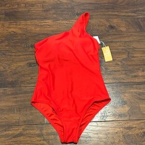 Kona Sol Red One-Shoulder Swim One Piece NWT